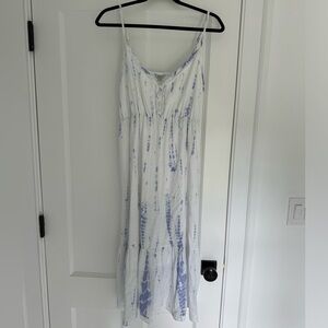 Blue Tie Dye Ankle Length Dress
